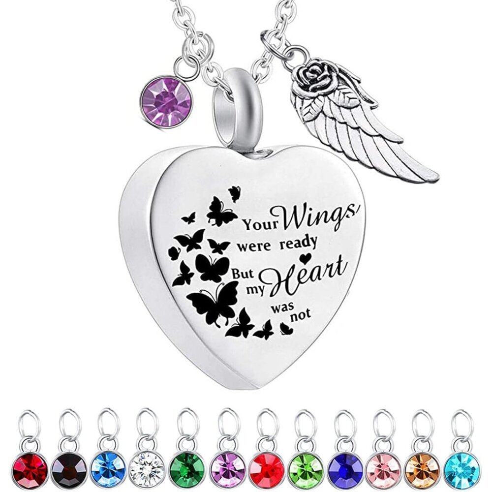 God has You in his arms with Angel Wing Charm Cremation Ashes Jewelry Keepsake M